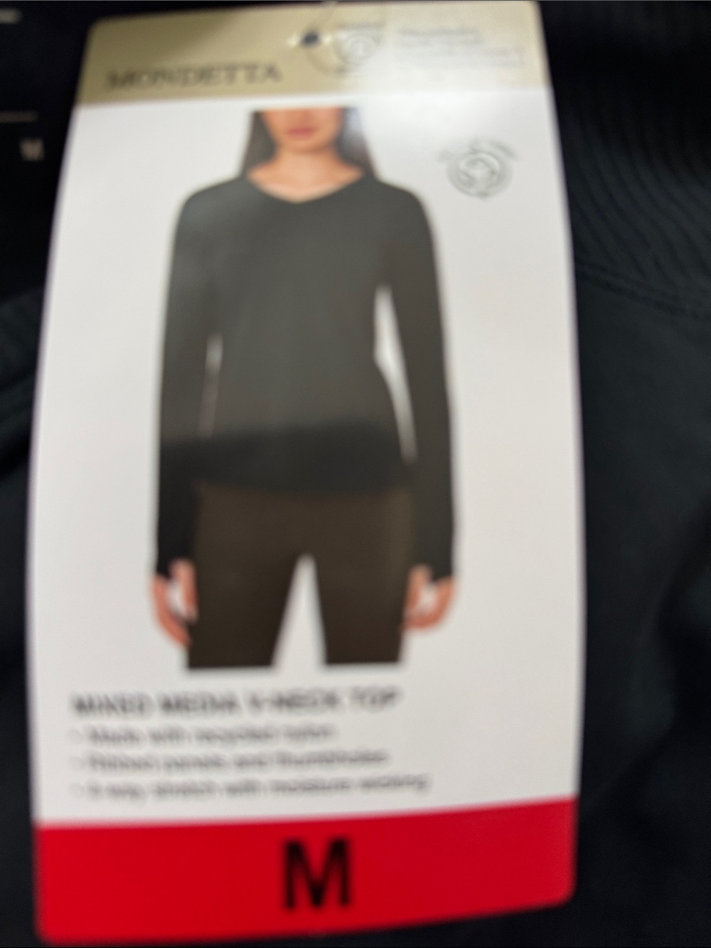 Mondetta Black V-Neck Long Sleeve Tee